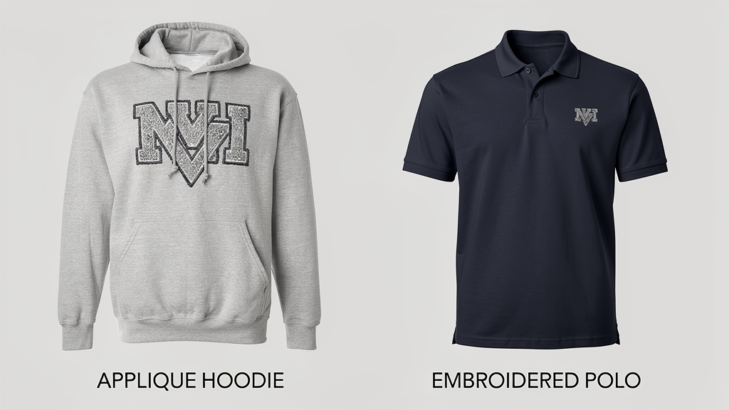 applique vs embroidery custom apparel comparison
