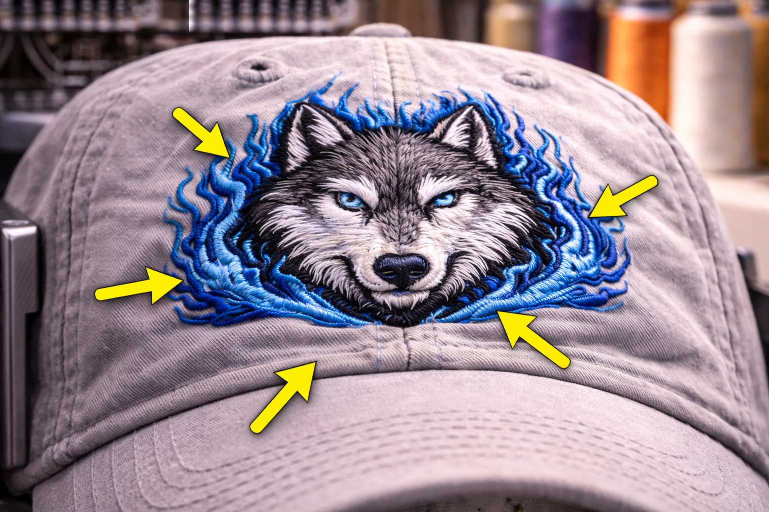 embroidery distortion on curved cap surface