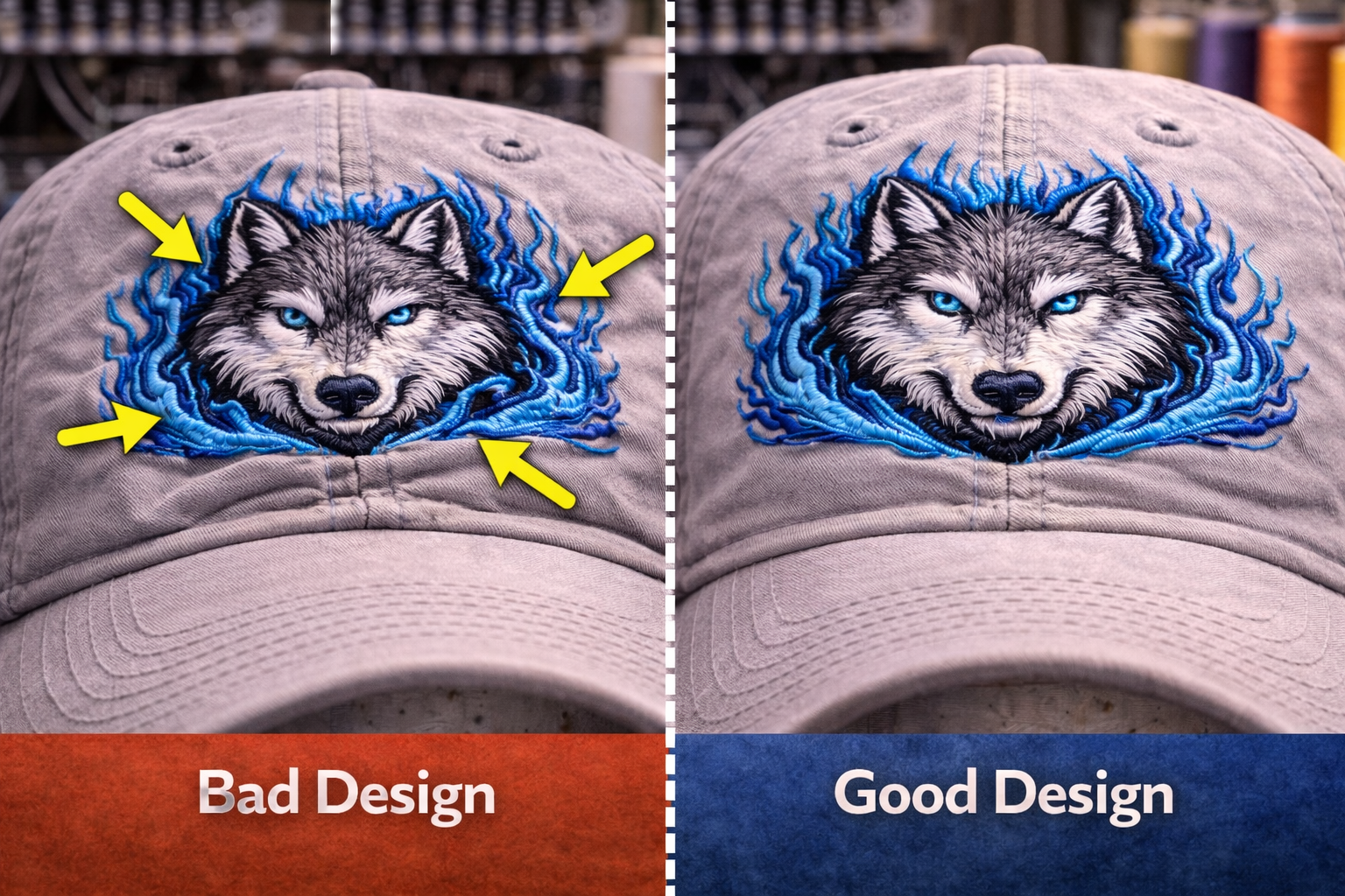 cap embroidery design rules example