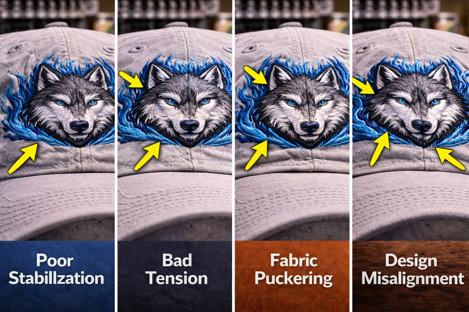 common cap embroidery problems examples