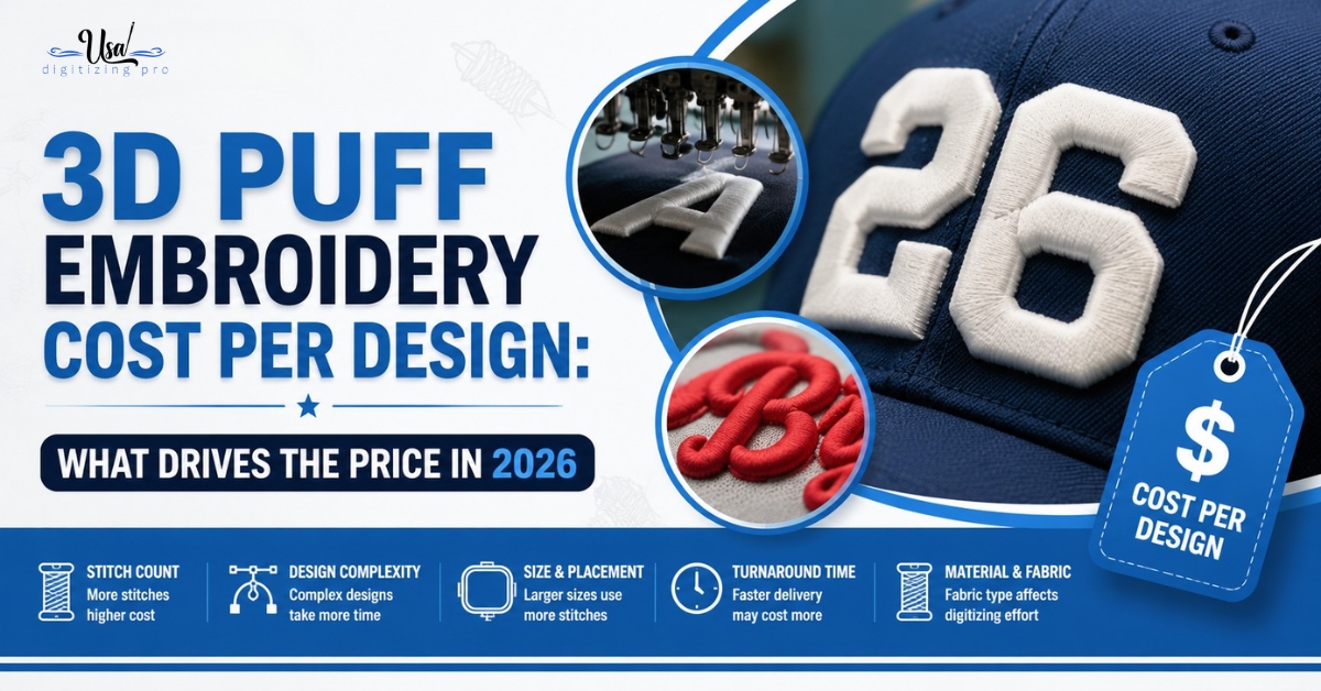 3D Puff Embroidery Cost Per Design: What Drives the Price in 2026