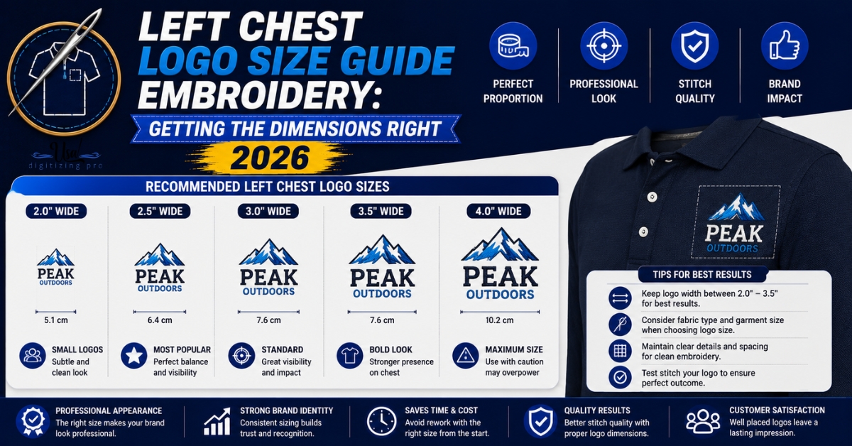 Left Chest Logo Size Guide Embroidery: Getting the Dimensions Right 2026