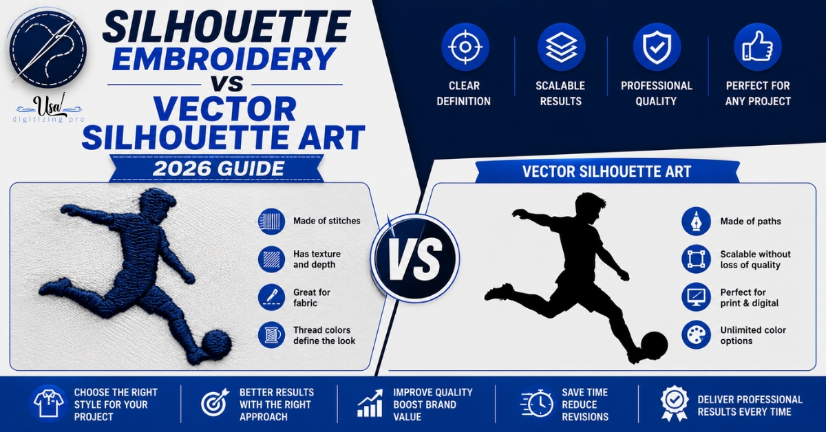 Silhouette Embroidery vs Vector Silhouette Art (2026 Guide)